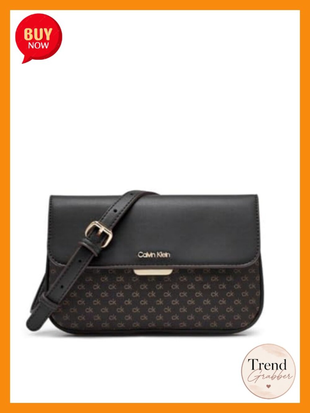 Monogram PVC Flap Crossbody Bag Adjustable Strap Magnetic Closure